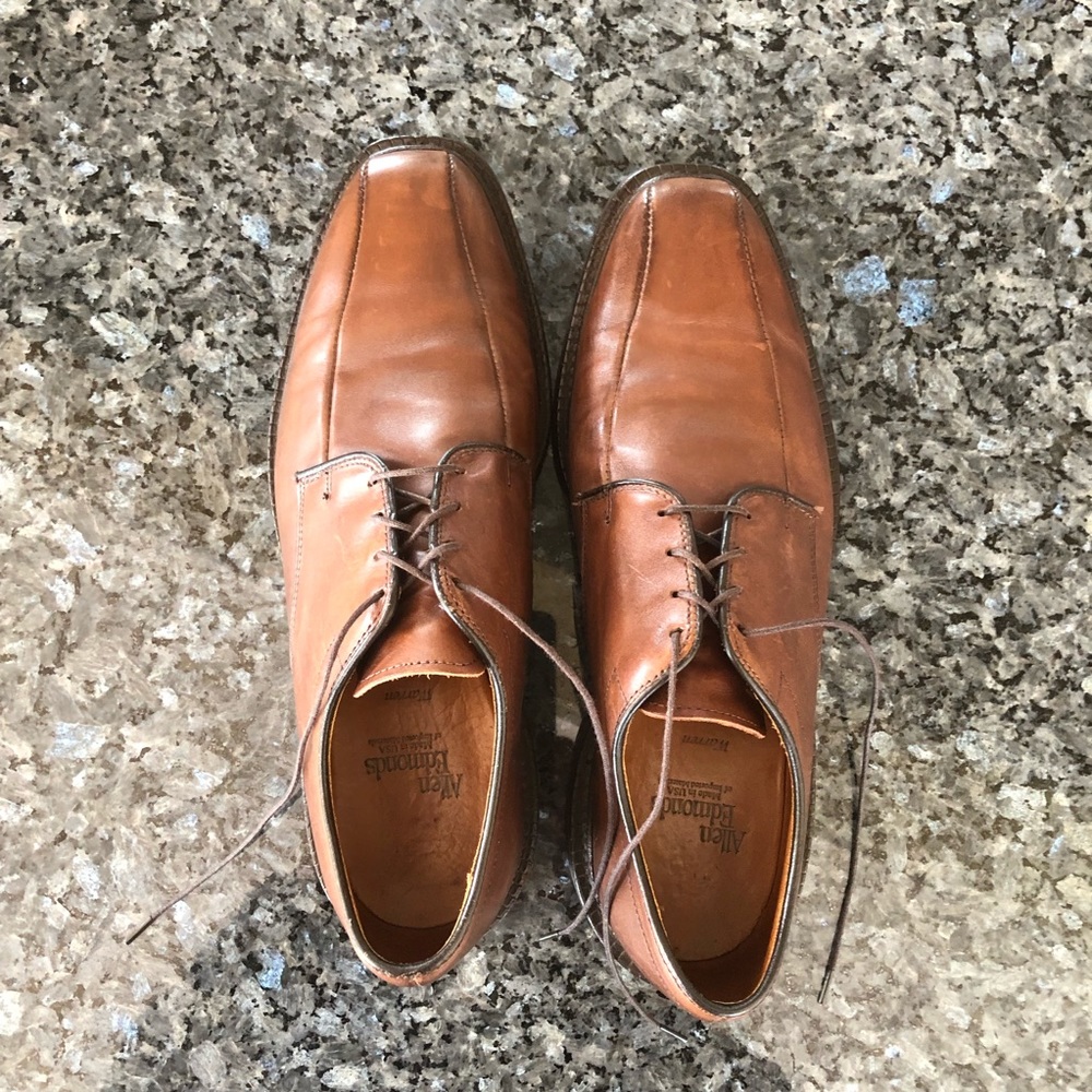 Men’s ALLEN EDMOND “Warren”Dark Tan Leather Derby Shoes - Picture 3 of 13